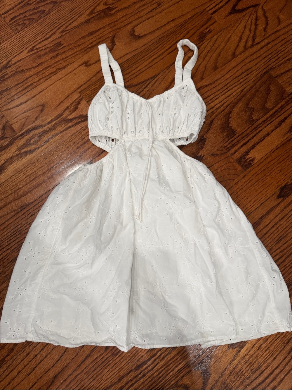 American Eagle Outfitters White Eyelet Cutout Mini Dress